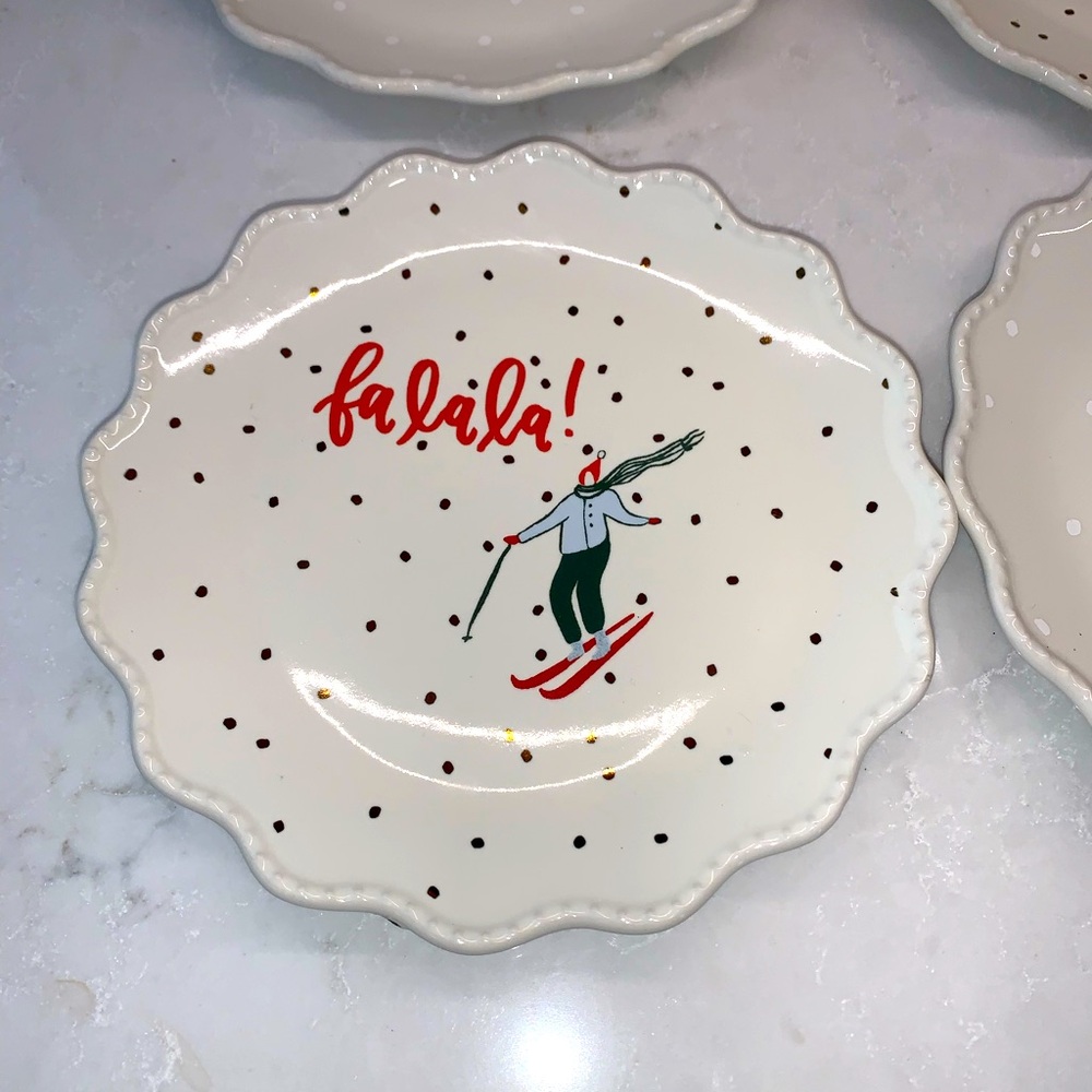 NWOT OpalHouse Winter Christmas Appetizer Dessert Plate Set 6” - Picture 2 of 7